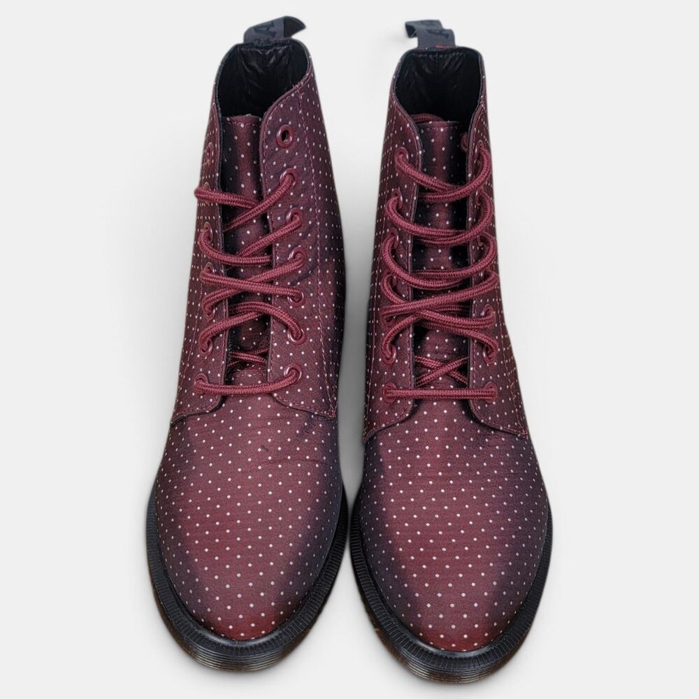 Dr. Martens Evan Boot Women's US 7 Pindot Cherry Red 7-Eyelet Lace Up NEW - Picture 2 of 8